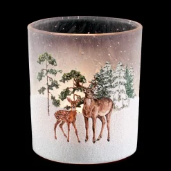 Windlicht "Hirsche im Schnee", 10cm New