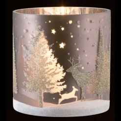 Windlicht "Hirsche im Wald" taupe, 15 cm Clearance
