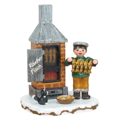 Hubrig Volkskunst Winterkinder Fischräucherei, elektrisch beleuchtet