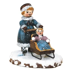 Hubrig Volkskunst Winterkinder Mädchen mit Kinderschlitten Clearance